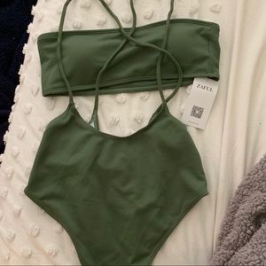 Zaful Green Bandeau Bikini Set
